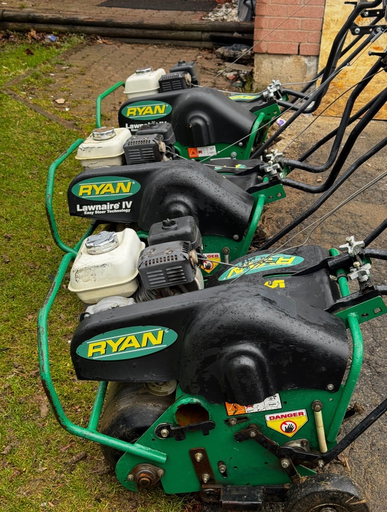OSS Lawn Care Ryan Lawnaire IV core aerators ready for a GTA aeration job